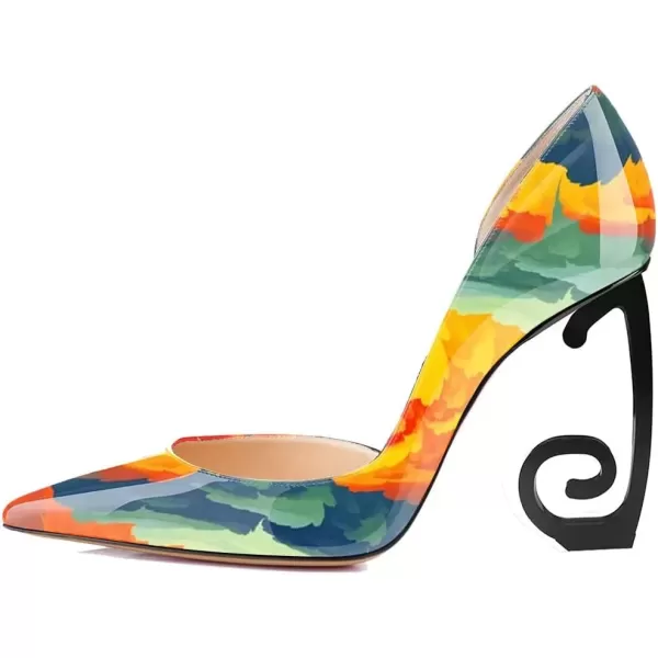 imageFSJ Comfort Pointed Toe Pumps for Women Black High Heel Dorsay Slip On Party Prom Shoe 415 M USWatercolor