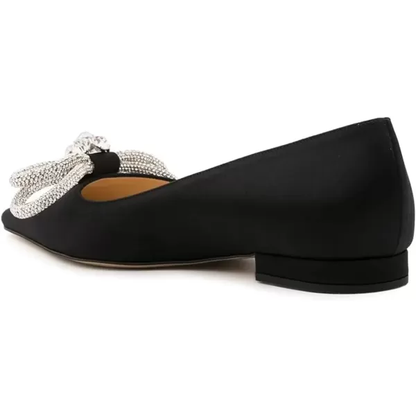 imageFSJ Women Chic Pointed Toe Low Chunky Heels Dress Pump Sparkling Glitter Crystal Bowknot Slip On Flats Wedding Party Shoes Size 415 USBlack