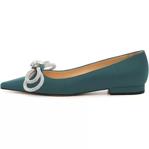 imageFSJ Women Chic Pointed Toe Low Chunky Heels Dress Pump Sparkling Glitter Crystal Bowknot Slip On Flats Wedding Party Shoes Size 415 USCadet Blue