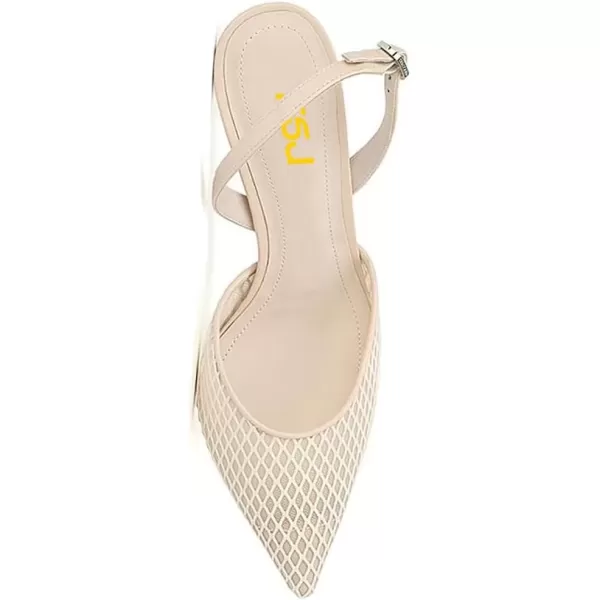 imageFSJ Women Crystal Studded Clear Pumps Sparkle Rhinestones Mid Low Heel Sandals Slingback Dorsay Pointed Toe Wedding Shoes Size 415 USBeige