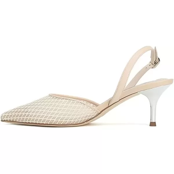 imageFSJ Women Crystal Studded Clear Pumps Sparkle Rhinestones Mid Low Heel Sandals Slingback Dorsay Pointed Toe Wedding Shoes Size 415 USBeige