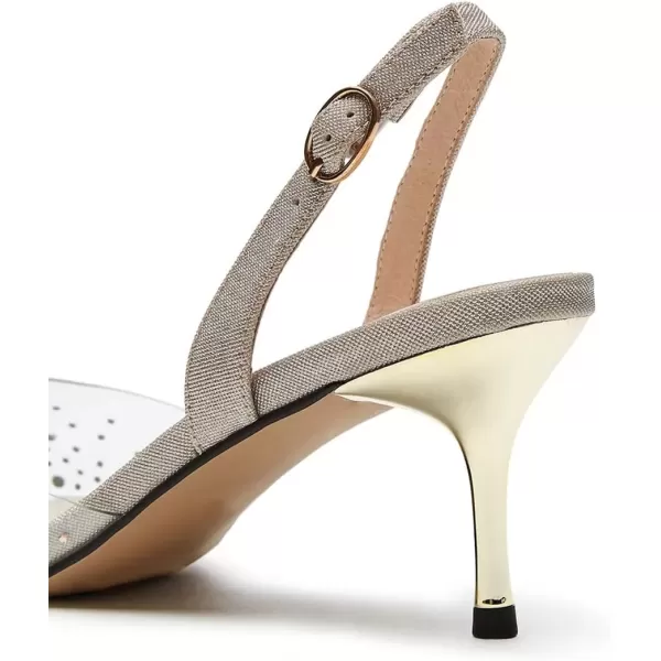 imageFSJ Women Crystal Studded Clear Pumps Sparkle Rhinestones Mid Low Heel Sandals Slingback Dorsay Pointed Toe Wedding Shoes Size 415 USBrown