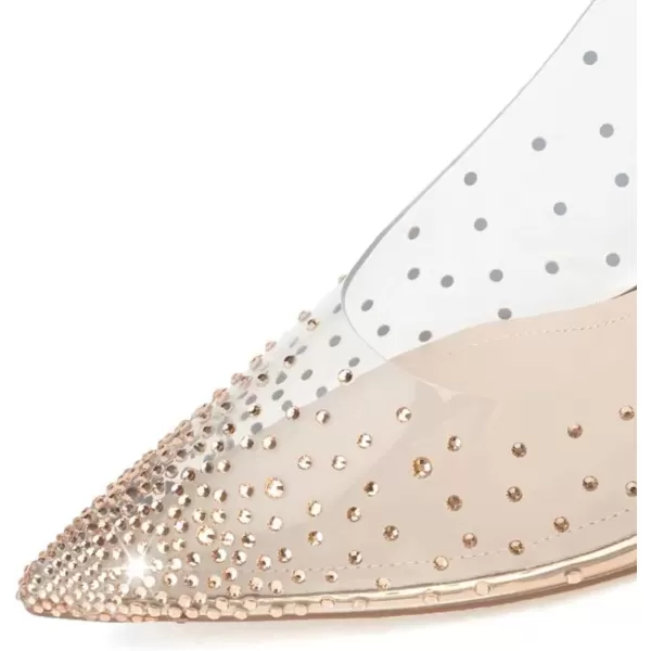 imageFSJ Women Crystal Studded Clear Pumps Sparkle Rhinestones Mid Low Heel Sandals Slingback Dorsay Pointed Toe Wedding Shoes Size 415 USChampagne