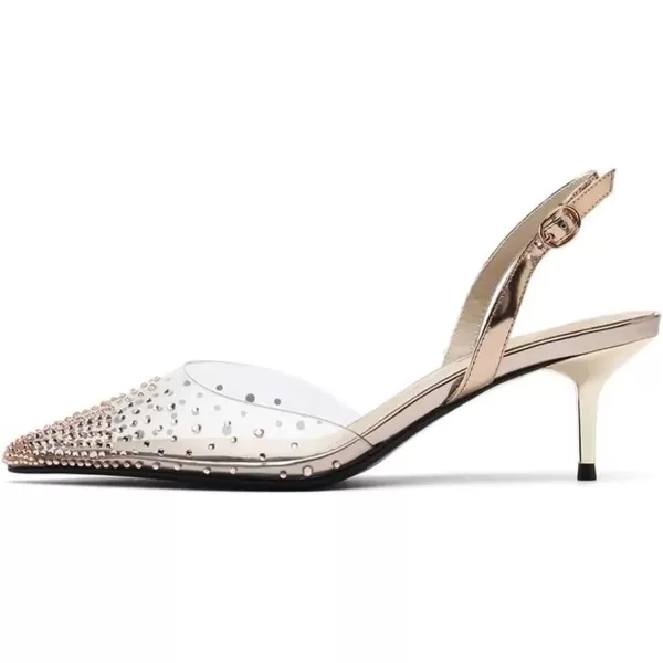 imageFSJ Women Crystal Studded Clear Pumps Sparkle Rhinestones Mid Low Heel Sandals Slingback Dorsay Pointed Toe Wedding Shoes Size 415 USMoccasin