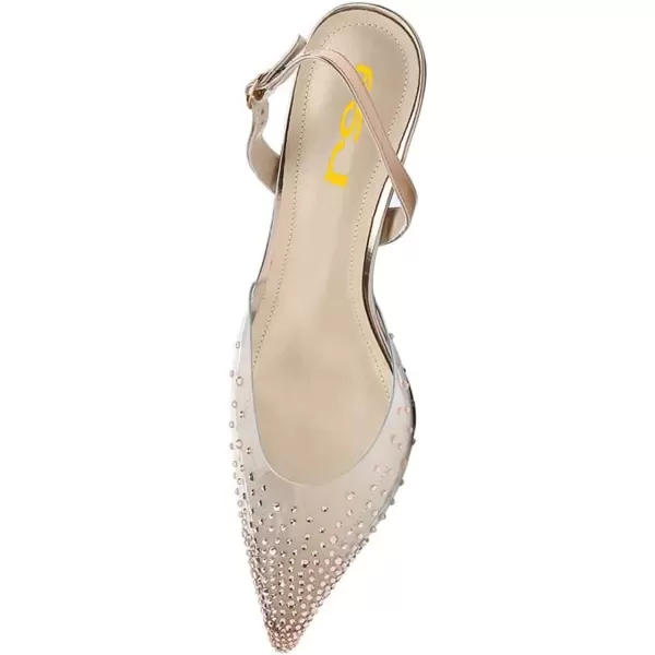 imageFSJ Women Crystal Studded Clear Pumps Sparkle Rhinestones Mid Low Heel Sandals Slingback Dorsay Pointed Toe Wedding Shoes Size 415 USMoccasin