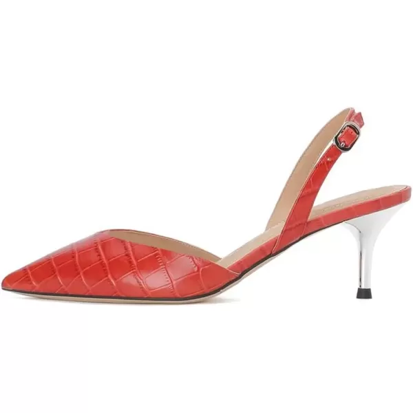 imageFSJ Women Crystal Studded Clear Pumps Sparkle Rhinestones Mid Low Heel Sandals Slingback Dorsay Pointed Toe Wedding Shoes Size 415 USRed