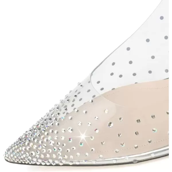 imageFSJ Women Crystal Studded Clear Pumps Sparkle Rhinestones Mid Low Heel Sandals Slingback Dorsay Pointed Toe Wedding Shoes Size 415 USSilver