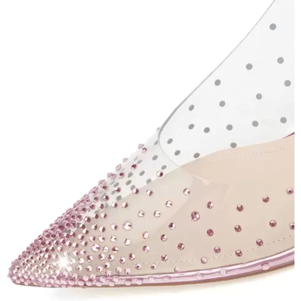imageFSJ Women Crystal Studded Clear Pumps Sparkle Rhinestones Mid Low Heel Sandals Slingback Dorsay Pointed Toe Wedding Shoes Size 415 USViolet