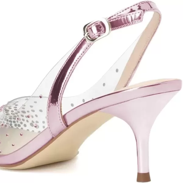 imageFSJ Women Crystal Studded Clear Pumps Sparkle Rhinestones Mid Low Heel Sandals Slingback Dorsay Pointed Toe Wedding Shoes Size 415 USViolet