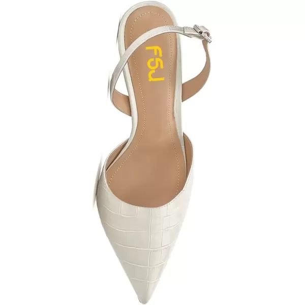 imageFSJ Women Crystal Studded Clear Pumps Sparkle Rhinestones Mid Low Heel Sandals Slingback Dorsay Pointed Toe Wedding Shoes Size 415 USWhite