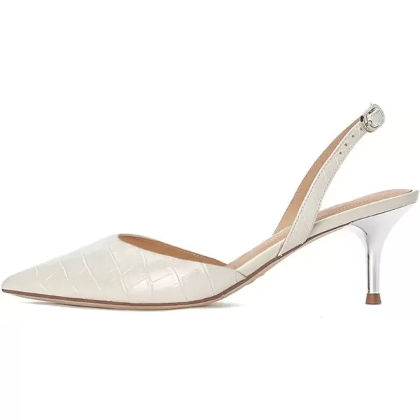 imageFSJ Women Crystal Studded Clear Pumps Sparkle Rhinestones Mid Low Heel Sandals Slingback Dorsay Pointed Toe Wedding Shoes Size 415 USWhite