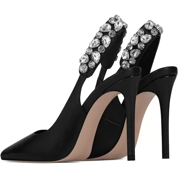 imageFSJ Women Cute Slingback Pointed Toe Stiletto Pumps High Heel Ankle Strap Office Lady Rhinestones Sandals Slip On Party Dress Shoes Size 415 USBlack