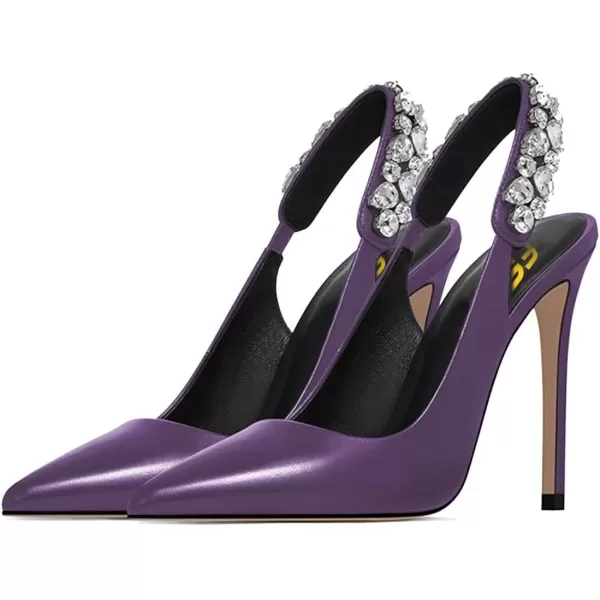 imageFSJ Women Cute Slingback Pointed Toe Stiletto Pumps High Heel Ankle Strap Office Lady Rhinestones Sandals Slip On Party Dress Shoes Size 415 USLavender