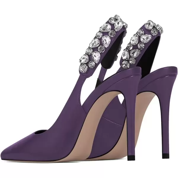 imageFSJ Women Cute Slingback Pointed Toe Stiletto Pumps High Heel Ankle Strap Office Lady Rhinestones Sandals Slip On Party Dress Shoes Size 415 USLavender