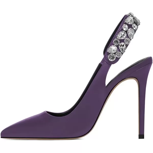 imageFSJ Women Cute Slingback Pointed Toe Stiletto Pumps High Heel Ankle Strap Office Lady Rhinestones Sandals Slip On Party Dress Shoes Size 415 USLavender