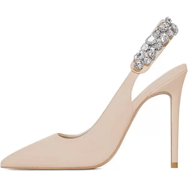 imageFSJ Women Cute Slingback Pointed Toe Stiletto Pumps High Heel Ankle Strap Office Lady Rhinestones Sandals Slip On Party Dress Shoes Size 415 USNude