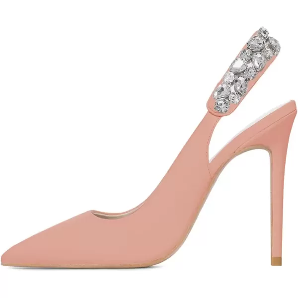 imageFSJ Women Cute Slingback Pointed Toe Stiletto Pumps High Heel Ankle Strap Office Lady Rhinestones Sandals Slip On Party Dress Shoes Size 415 USPink