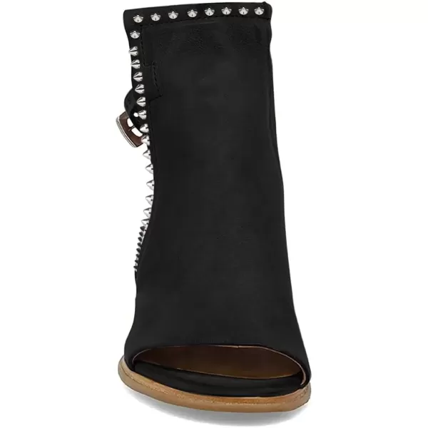 imageFSJ Women Peep Open Toe Sandals Boot Cut Out Buckle Ankle Bootie Comfortable Stacked Block Low Heeled Summer Sandal Shoes Size 415 M USBlack Rivets