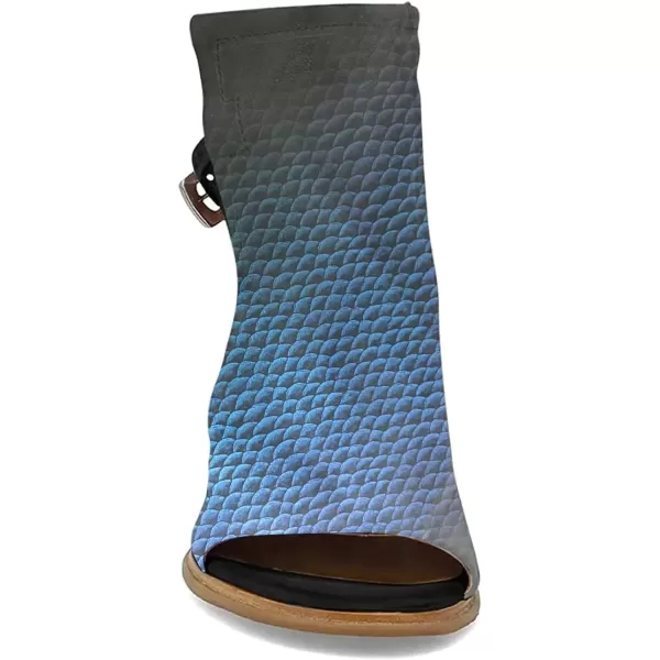 imageFSJ Women Peep Open Toe Sandals Boot Cut Out Buckle Ankle Bootie Comfortable Stacked Block Low Heeled Summer Sandal Shoes Size 415 M USBlue Scales