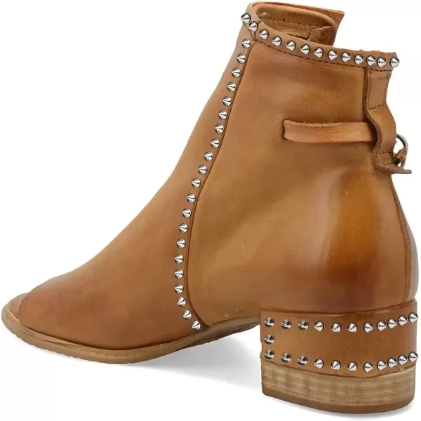 imageFSJ Women Peep Open Toe Sandals Boot Cut Out Buckle Ankle Bootie Comfortable Stacked Block Low Heeled Summer Sandal Shoes Size 415 M USBrown Rivets