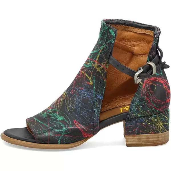 imageFSJ Women Peep Open Toe Sandals Boot Cut Out Buckle Ankle Bootie Comfortable Stacked Block Low Heeled Summer Sandal Shoes Size 415 M USColor Lines