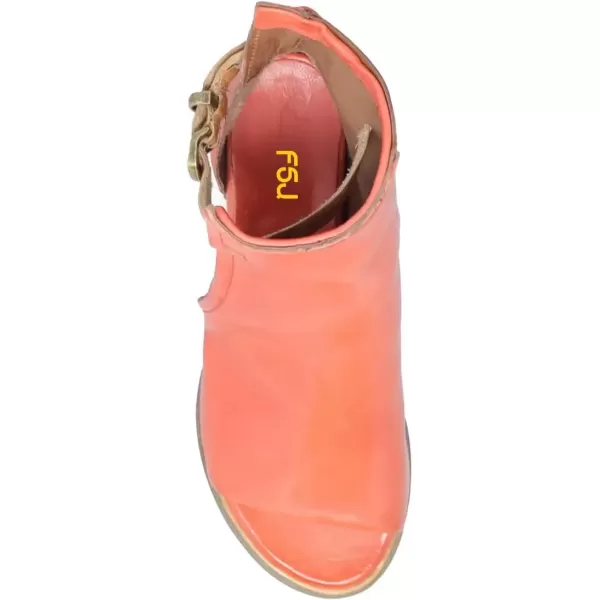 imageFSJ Women Peep Open Toe Sandals Boot Cut Out Buckle Ankle Bootie Comfortable Stacked Block Low Heeled Summer Sandal Shoes Size 415 M USCoral