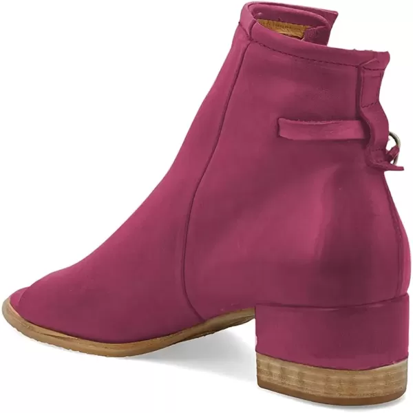 imageFSJ Women Peep Open Toe Sandals Boot Cut Out Buckle Ankle Bootie Comfortable Stacked Block Low Heeled Summer Sandal Shoes Size 415 M USDark Magenta