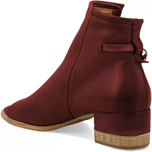 imageFSJ Women Peep Open Toe Sandals Boot Cut Out Buckle Ankle Bootie Comfortable Stacked Block Low Heeled Summer Sandal Shoes Size 415 M USDark Red