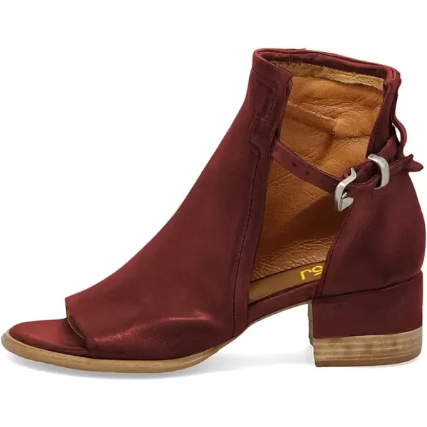 imageFSJ Women Peep Open Toe Sandals Boot Cut Out Buckle Ankle Bootie Comfortable Stacked Block Low Heeled Summer Sandal Shoes Size 415 M USDark Red