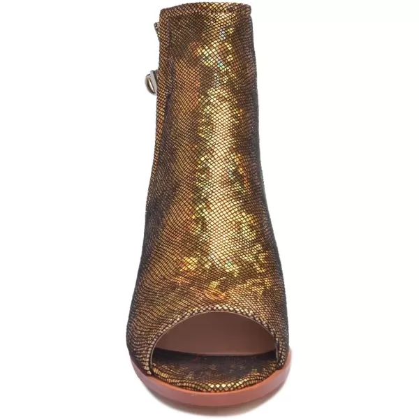 imageFSJ Women Peep Open Toe Sandals Boot Cut Out Buckle Ankle Bootie Comfortable Stacked Block Low Heeled Summer Sandal Shoes Size 415 M USGold Sequins
