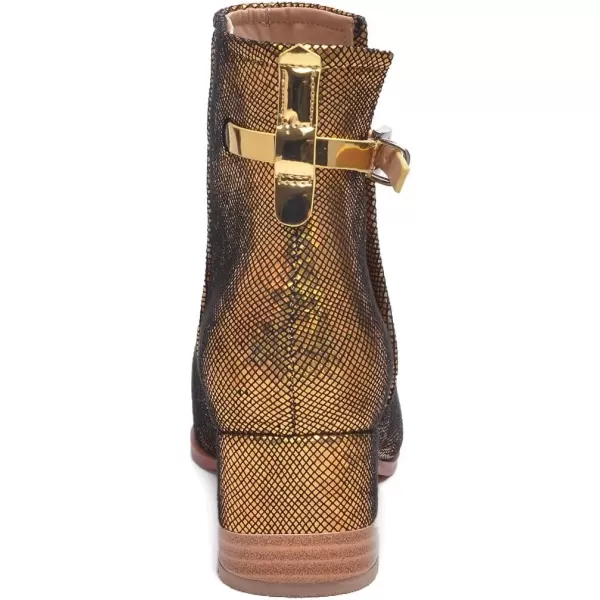 imageFSJ Women Peep Open Toe Sandals Boot Cut Out Buckle Ankle Bootie Comfortable Stacked Block Low Heeled Summer Sandal Shoes Size 415 M USGold Sequins