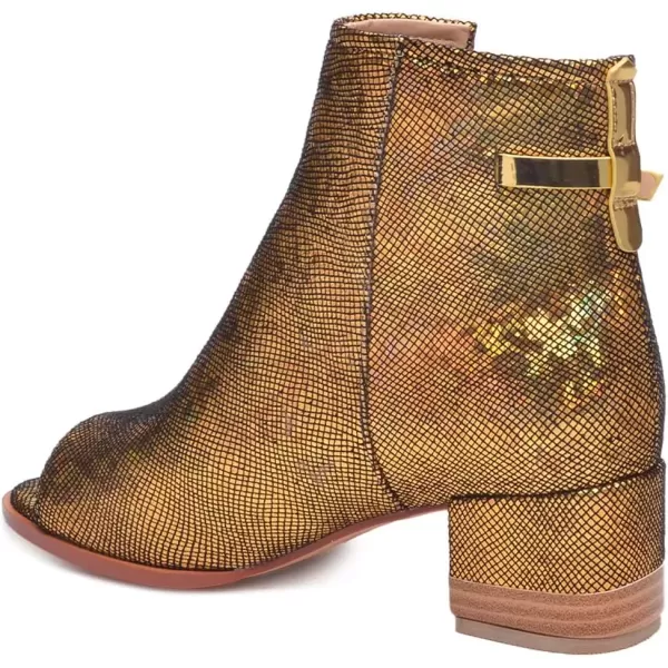 imageFSJ Women Peep Open Toe Sandals Boot Cut Out Buckle Ankle Bootie Comfortable Stacked Block Low Heeled Summer Sandal Shoes Size 415 M USGold Sequins