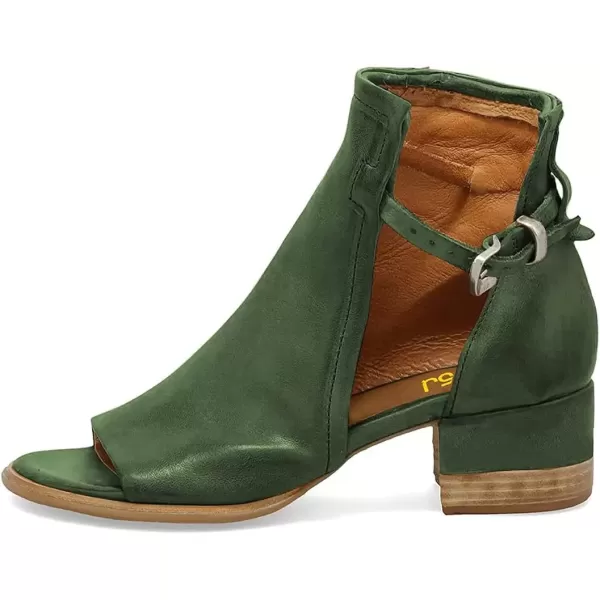imageFSJ Women Peep Open Toe Sandals Boot Cut Out Buckle Ankle Bootie Comfortable Stacked Block Low Heeled Summer Sandal Shoes Size 415 M USGreen