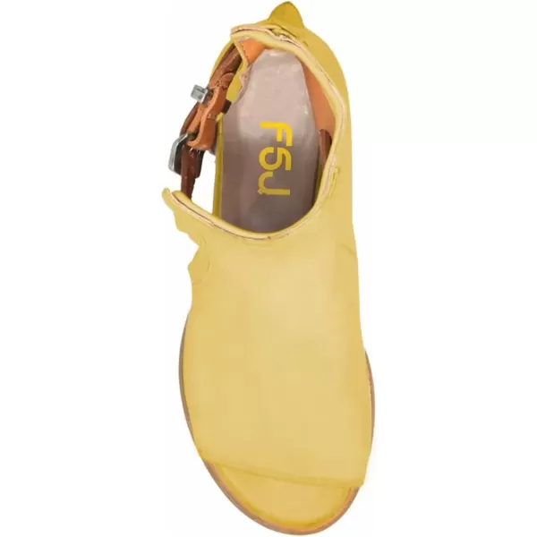 imageFSJ Women Peep Open Toe Sandals Boot Cut Out Buckle Ankle Bootie Comfortable Stacked Block Low Heeled Summer Sandal Shoes Size 415 M USLemon Yellow