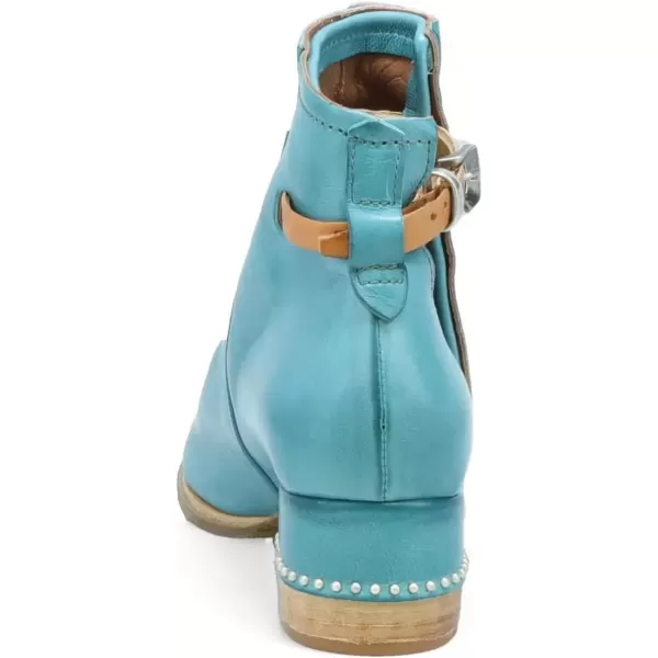 imageFSJ Women Peep Open Toe Sandals Boot Cut Out Buckle Ankle Bootie Comfortable Stacked Block Low Heeled Summer Sandal Shoes Size 415 M USMedium Turquoise