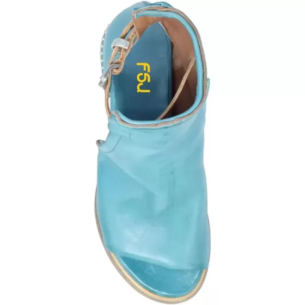 imageFSJ Women Peep Open Toe Sandals Boot Cut Out Buckle Ankle Bootie Comfortable Stacked Block Low Heeled Summer Sandal Shoes Size 415 M USMedium Turquoise