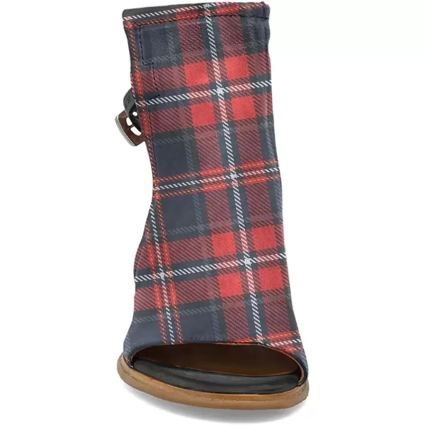 imageFSJ Women Peep Open Toe Sandals Boot Cut Out Buckle Ankle Bootie Comfortable Stacked Block Low Heeled Summer Sandal Shoes Size 415 M USRed Grid
