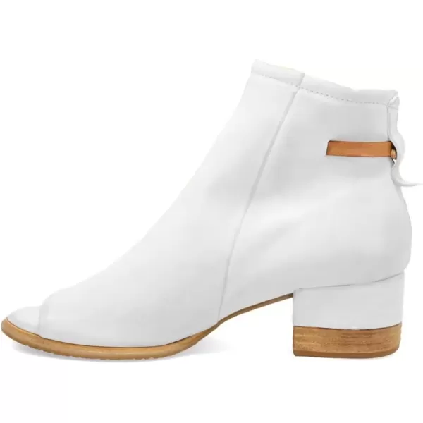 imageFSJ Women Peep Open Toe Sandals Boot Cut Out Buckle Ankle Bootie Comfortable Stacked Block Low Heeled Summer Sandal Shoes Size 415 M USWhite
