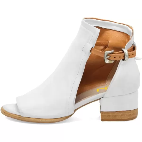 imageFSJ Women Peep Open Toe Sandals Boot Cut Out Buckle Ankle Bootie Comfortable Stacked Block Low Heeled Summer Sandal Shoes Size 415 M USWhite