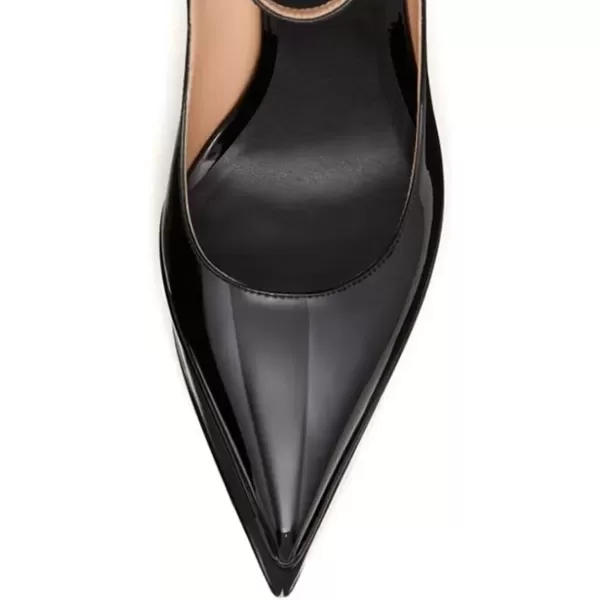 imageFSJ Women Pointed Toe Chunky Heel Ankle Strap Pumps High Platform Block Heel with Rhinestone Buckle Shoes Size 415 USBlack