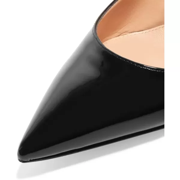 imageFSJ Women Pointed Toe Slingback Wedding Pumps Chunky Low Heel Rhinestone Sandals Crystal Dress Party Office Shoe with Buckle Size 415 M USBlack Patent