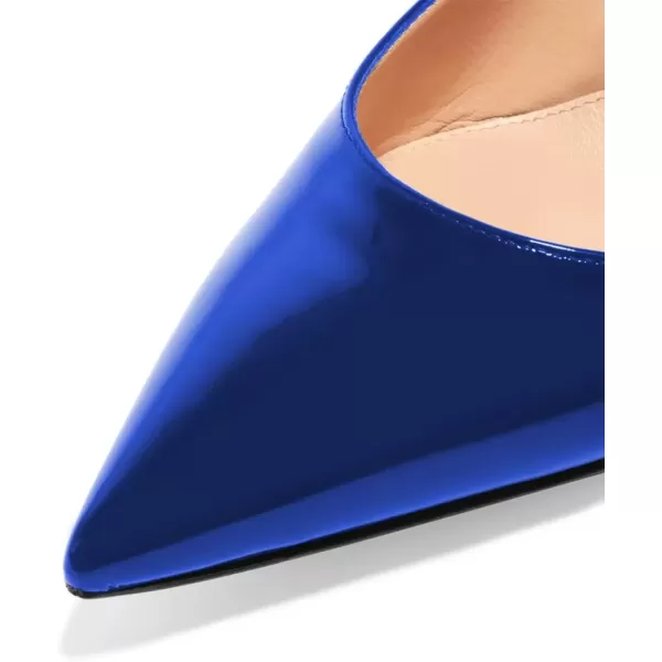 imageFSJ Women Pointed Toe Slingback Wedding Pumps Chunky Low Heel Rhinestone Sandals Crystal Dress Party Office Shoe with Buckle Size 415 M USBlue Patent