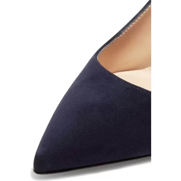 imageFSJ Women Pointed Toe Slingback Wedding Pumps Chunky Low Heel Rhinestone Sandals Crystal Dress Party Office Shoe with Buckle Size 415 M USBlue Suede