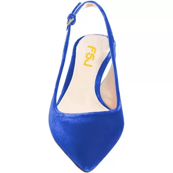 imageFSJ Women Pointed Toe Slingback Wedding Pumps Chunky Low Heel Rhinestone Sandals Crystal Dress Party Office Shoe with Buckle Size 415 M USBlue Velvet