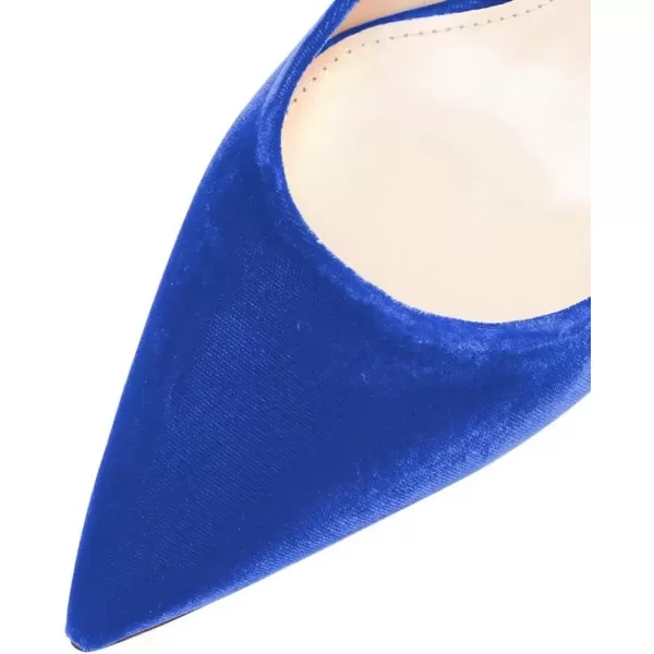 imageFSJ Women Pointed Toe Slingback Wedding Pumps Chunky Low Heel Rhinestone Sandals Crystal Dress Party Office Shoe with Buckle Size 415 M USBlue Velvet