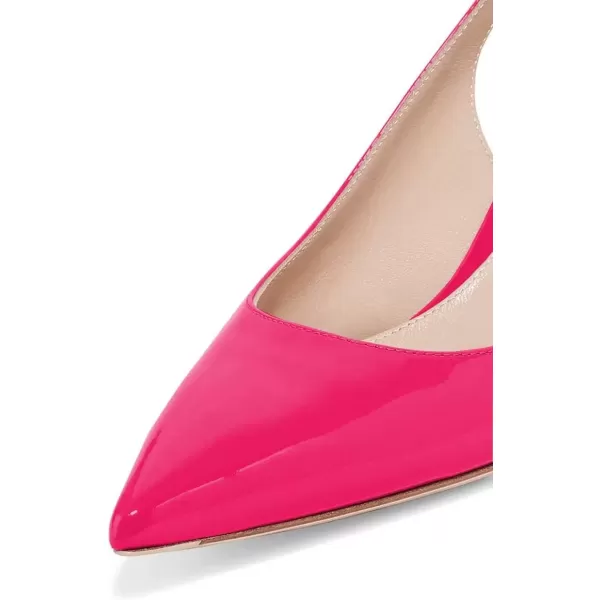 imageFSJ Women Pointed Toe Slingback Wedding Pumps Chunky Low Heel Rhinestone Sandals Crystal Dress Party Office Shoe with Buckle Size 415 M USFuchsia Glossy