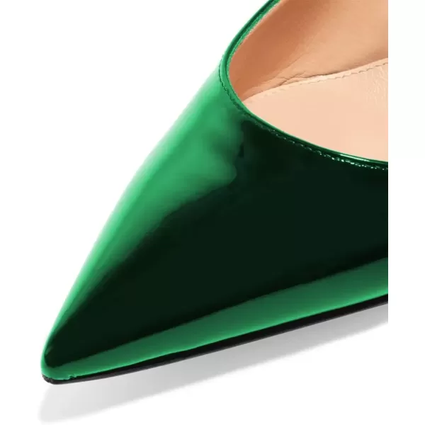 imageFSJ Women Pointed Toe Slingback Wedding Pumps Chunky Low Heel Rhinestone Sandals Crystal Dress Party Office Shoe with Buckle Size 415 M USGreen Mirror