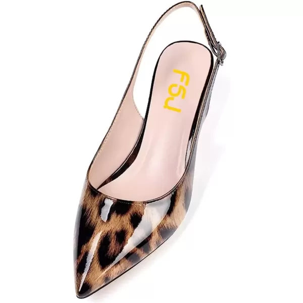 imageFSJ Women Pointed Toe Slingback Wedding Pumps Chunky Low Heel Rhinestone Sandals Crystal Dress Party Office Shoe with Buckle Size 415 M USLeopartpatent
