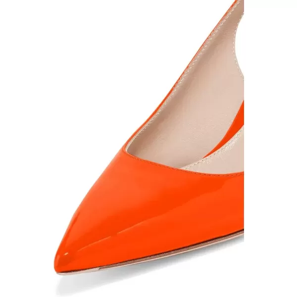imageFSJ Women Pointed Toe Slingback Wedding Pumps Chunky Low Heel Rhinestone Sandals Crystal Dress Party Office Shoe with Buckle Size 415 M USOrange Glossy