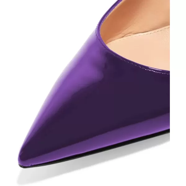 imageFSJ Women Pointed Toe Slingback Wedding Pumps Chunky Low Heel Rhinestone Sandals Crystal Dress Party Office Shoe with Buckle Size 415 M USPurple Mirror